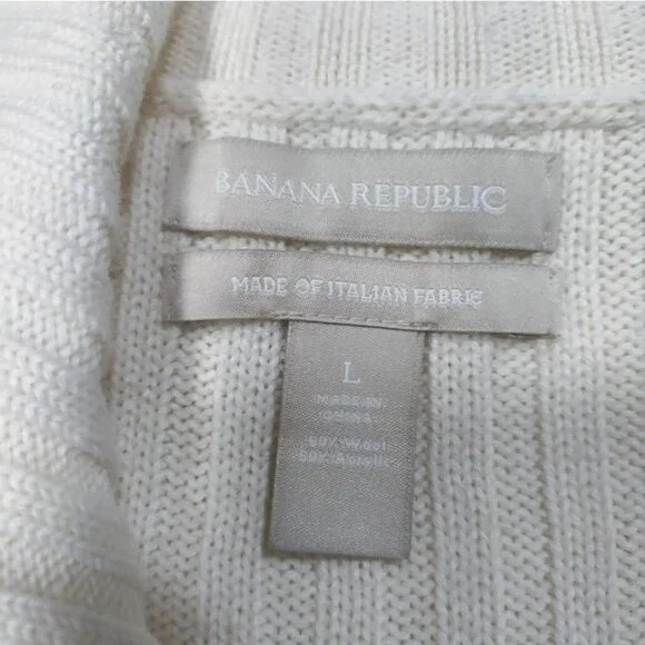 Banana Republic Italian Wool Cardigan L Ribbed Lagenlook Woolblend Preppy - Picture 7 of 11